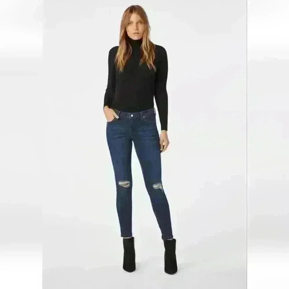 Just Fab JustFab Distressed Signature Skinny Jeans in REBEL BLUE SZ 27 MSRP $57 - Picture 3 of 13